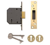 Yale Locks PM552 5 Lever Mortice Deadlock 67mm 2.5in Polished Brass