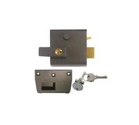 Yale No.1 Auto Deadlocking Nightlatch 60mm Backset Grey Case Satin Chrome Cylinder