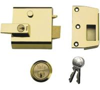 Yale P-1-BLX-PB-60 Double Locking Nightlatch, High Security can be locked from inside with key 2, Brasslux, 60 mm
