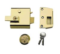 Yale P-1-BLX-PB-60 Double Locking Nightlatch, High Security can be locked from inside with key 2, Brasslux, 60 mm