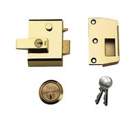 Yale P-2-BLX-PB-40 Double Locking Nightlatch, High Security can be locked from inside with key, Brasslux, 40 mm