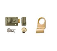 Yale P-77-ENB-PB-60 Traditional Nightlatch, Standard Security, Nickel Finish/Brass Cylinder, 60 mm Backset & P-110 Cylinder Pull, for 3.2cm cylinder