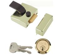 Yale Brass Effect 40mm Left & Right-Handed Deadlock Night Latch, (H)70mm (W)62mm