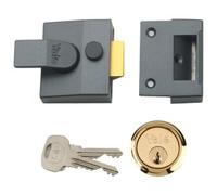 Yale P-85-DMG-PB-40 85 Deadlocking Night Latch - Grey & Brass
