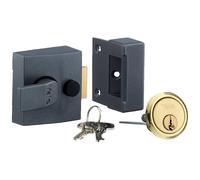 Yale P-85-DMG-PB-40 Deadlocking Nightlatch, Dark Metallic Finish/Brass Cylinder, 40 mm Backset, High Security, with Automatic Deadlock