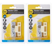 Yale P-M888-PB-64 Tubular Mortice Latch, Visi Pack, Suitable for Internal Doors, Brass Finish, 2.5 Inch/64 mm (Pack of 2)