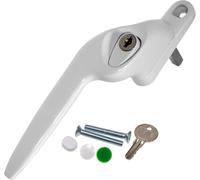 White Left-Hand Yale UPVC Window Handle Cranked Double Glazing Universal Key Locking - 10mm