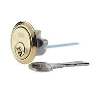 Yale Replacement Rim Cylinder, Polished Brass, 2 Keys, Suitable for 38-57 mm Doors