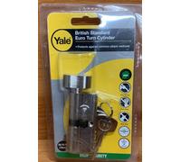 Yale PKMT3030-NP - KM Superior 1 Star Euro Cylinder Lock - Thumb Turn - 30/30 (70mm) / 30:10:30 - Nickel Finish - High Security - 2 Cylinders