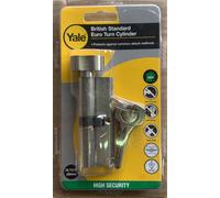 Yale Satin Nickel-plated Single Euro Thumbturn Cylinder lock 35/35, (L)80mm (W)2