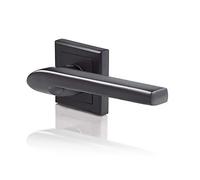 Yale Siena Matt Black Door Handle for Indoor Wooden Door, Stylish Modern Easy Fit Handle with All Fixtures Supplied, Euro Profile Cylinder Keyhole Cover Included