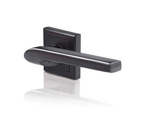 Yale Siena Matt Black Door Handle for Indoor Wooden Door, Stylish Modern Easy Fit Handle with All Fixtures Supplied, Euro Profile Cylinder Keyhole Cover Included