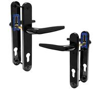UPVC Door Handle Trojan Sparta 92PZ Sprung Double Glazing Pair Set PVC (Black (Long Backplate))