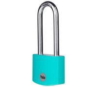 Yale Standard Security 38mm Aluminium Padlock with Long Shackle Teal 3 Keys