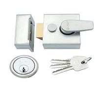 Yale Style Dead Locking 40mm Night Latch High Quality Front Door Lock Rim Cylinder Assisted Nightlatch for External Doors, Complete with Rim Cylinder and 3 Keys (Satin Chrome)