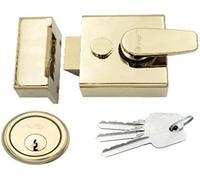 Yale Style Dead Locking 40mm Night Latch High Quality Front Door Lock Rim Cylinder Assisted Nightlatch for External Doors, Complete with Rim Cylinder and 3 Keys (Polished Brass)