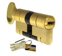 Yale Superior 1 Star Thumbturn Euro Cylinder - 55/35, Polished Brass, (With 4 Keys)