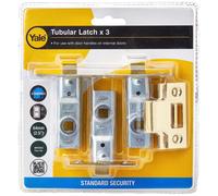 Yale Tubular 3 x Mortice Latch, Where No Locking is Required, Polished Brass, 2.5 Inch/64 mm