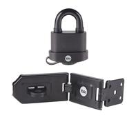 Yale 51mm Weatherproof Padlock & Hasp Set Outdoor Shed Gate Security