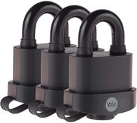 Yale - Y220B/51/118/3 High Security 51mm Weatherproof Padlock, Pack of 3 - Open Hardened Steel Shackle - 3 Keys