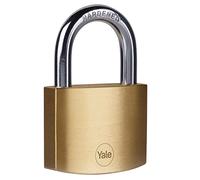 Yale - Y110B/50/126/1 Standard Security 50mm Brass Padlock - Open Hardened Steel Shackle - 3 Keys