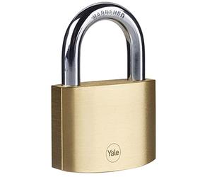Yale - Y110B/60/132/1 Standard Security 60mm Brass Padlock - Open Hardened Steel Shackle - 3 Keys