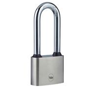 Yale - Y112/50/165/1 Iron Disc Padlock 50mm - Nickel Plated - Hardened Steel Long Shackle - Extreme Corrosion Resistance for Outdoor use