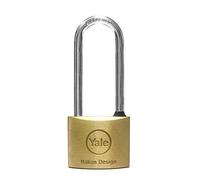 YALE Y1130040080X Brass Padlock Body Width 40 Long Shackle 11mm Carbonitrided Steel Padlock with Rubber Ring to Protect Internal Mechanisms Supplied with 2 Keys