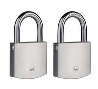 Yale - Y120DB/60/135/2 High Security 60mm Brass Padlock with Chrome Finish Pack of 2 - Open BOR Häppel - 3 Grub Keys