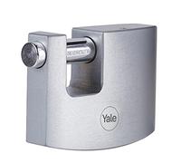 Yale - Y124B/60/110/1 Maximum Security 60mm Brass Block Lock - Chrome Finish - Open Steel Shackle - 3 Keys