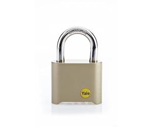 Yale Y126/50/127/1 Brass Combination Padlock, 50mm, Pack of 1, Suitable for Gates and garages