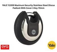 YALE Y130B Maximum Security Stainless Steel Discus Padlock With Cover 3 Key 70mm