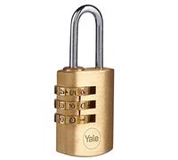 Yale - Y150B/22/120/1 Standard Security 22mm Brass Combination Padlock - Open Steel Shackle - 3 dial Combination Lock
