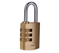 Yale - Y150B/30/125/1 Standard Security 30mm Brass Combination Padlock - Open Steel Shackle - 3 dial Combination Lock