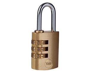 Yale - Y150B/30/125/1 Standard Security 30mm Brass Combination Padlock - Open Steel Shackle - 3 dial Combination Lock