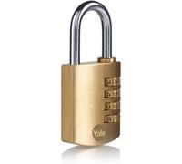 Yale Y150B/40/130/1 - Brass Combination Padlock (40 mm) - Indoor Steel Shackle Lock for Backpack, Locker, Tool Box - 3 Dial Lock 1000 Combinations -