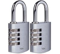 Yale Y151B/40/130/1 Standard Protection Chrome Combination Padlock 40 mm Steel Shackle Combination Lock (Pack of 2)