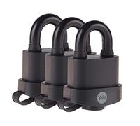 Yale Weatherproof Padlock Hight Protection Outdoor Hardened Shackle Pack of 3