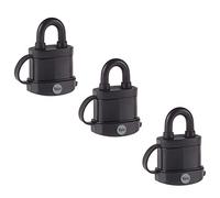 Yale - Y222B/35/122/3 High Security 35mm Trailer Padlock, Pack of 3, keyed Alike - Open Hardened Steel Shackle - 3 Keys