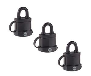 Yale - Y222B/35/122/3 High Security 35mm Trailer Padlock, Pack of 3, keyed Alike - Open Hardened Steel Shackle - 3 Keys