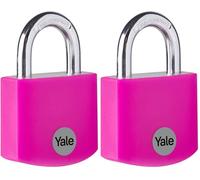 Yale - YE3B/38/119/1/P Standard Security 38mm Aluminium Padlock - Pink - Open Hardened Steel Shackle - 3 Keys (Pack of 2)