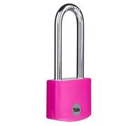 Yale - YE3B/38/156/1/P Standard Security 38mm Aluminium Padlock with Long Shackle - Pink - Long Hardened Steel shackle - 3 keys