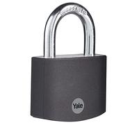Yale - YE3B/50/126/1/BK Standard Security 50mm Aluminium Padlock - Black - Open Hardened Steel shackle - 3 keys