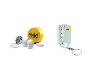 Yale YES-ALARMKIT Essentials Alarm Kit, Battery Powered, 5 Piece Kit, Self Monitored, White & SYB-HSA6060 Locks HSA6060 Alarm Accessory-Remote Keyfob, 3 V, White, 13.4 x 7.8 x 1.8 cm