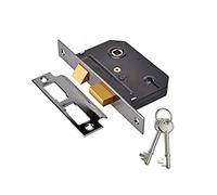 Yale Essentials High Quality 2.5 inch/64mm 3 Lever Deadlock, with Easy Fitting Template and Instrustions, Mortice Locks for Internal Doors, Door Lock with keys, Provides Lock and Key Door Security without latching. (chrome)