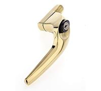 Yale YWHLCK40R-PG Offset Window Handle, fits Right Handed windows, 40mm spindle, Lockable, Boxed, suitable for PVCu windows, Polished Gold Finish