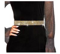 Yalice Balck Rhinestone Dress Belts for Women Elastic Waist Belt Shiny Crystal Wedding Sash Belt for Formal Costume, Gold Rhinestone, Fits Waist Size: 27''-30''