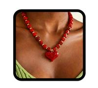 Yalice Chunky Statement Beads Necklaces for Women Puffy Heart Pendant Resin Large Beaded Choker Boho Summer Jewelry, One Size, Metal, No Gemstone
