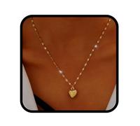 Yalice Initial Heart Pendant Necklace Chain 3D Puffy Love Necklaces Valentine's Day Minimalist Jewelry Birthday Dainty Personalized Gift for Her, One Size, Metal, No Gemstone