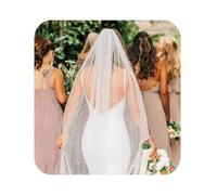 Yalice Pearl Cathedral Bridal Wedding Veil Long Veils for Brides 1 Tier Short Pearl Veils with Comb Fingertip Length, White-118in (L)* 59in(w), 118in